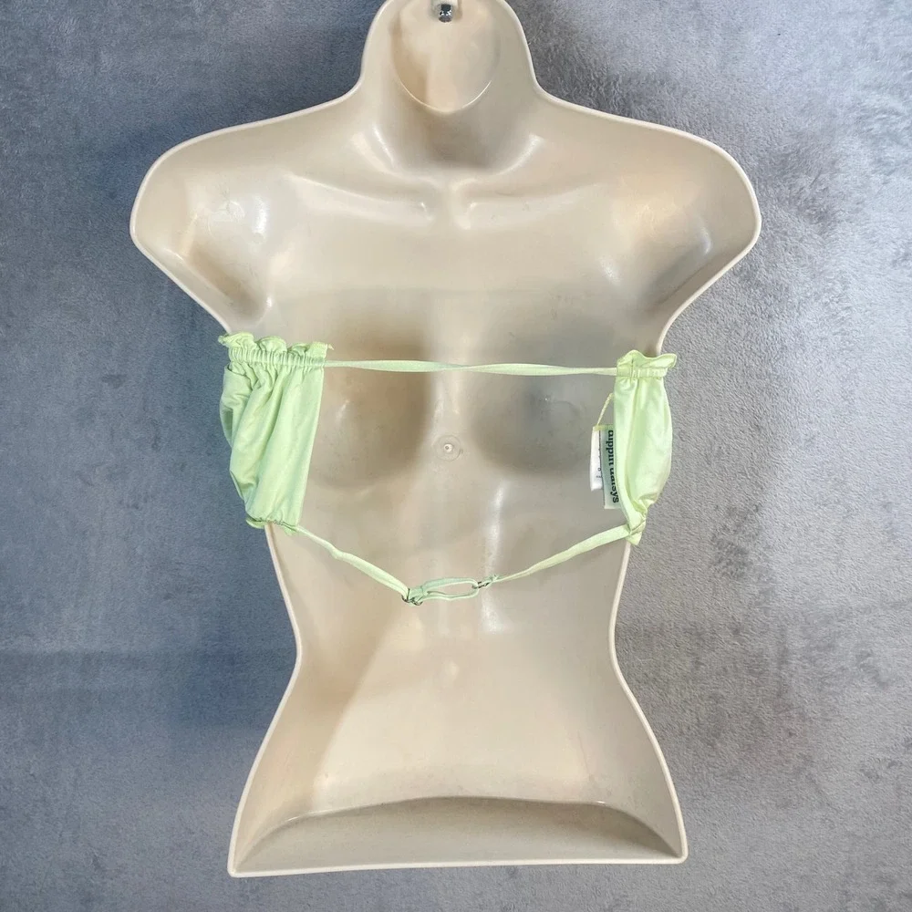 Dippin Daisys Bandeau Bikini Top Large Lime Green Ruched Front‎ Tie Y2k Beach